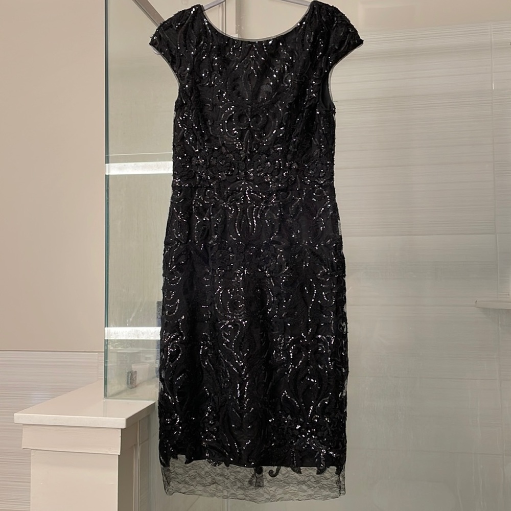 Antonio Melani Midi Sequin Dress, Black, Size 6
